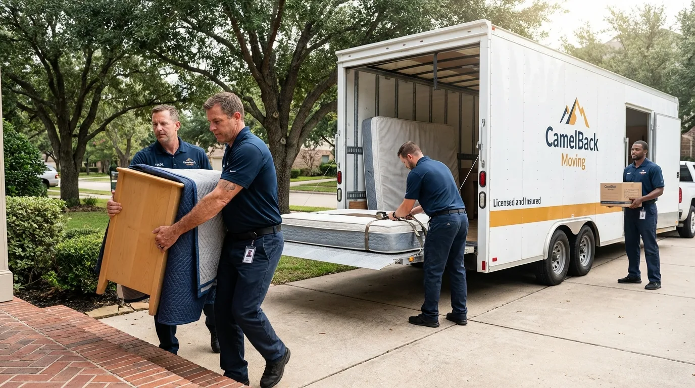 Crew loading residential truck for cross-state move from Fairchance, PA