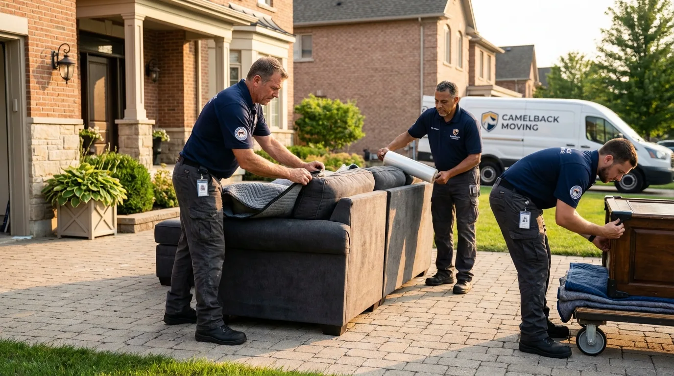 Large estate moving crew wrapping furniture in Fairchance, PA